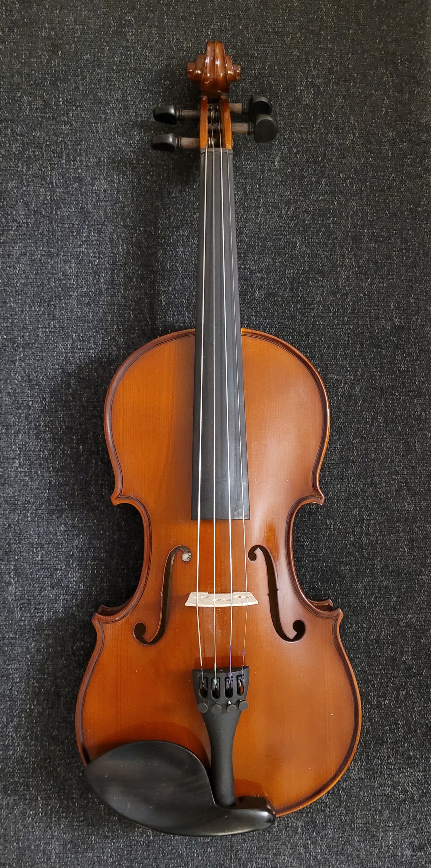 Violin on a textured gray background