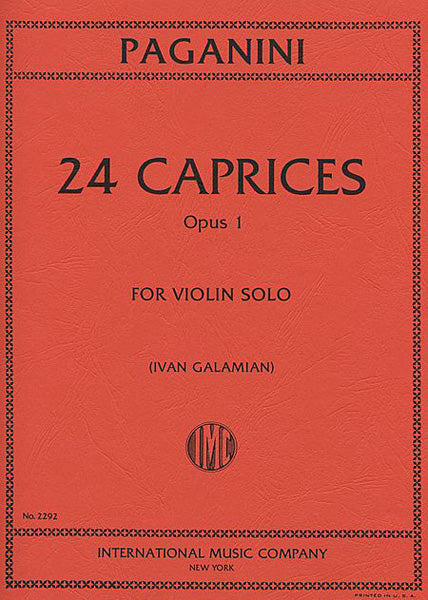 Paganini, Niccolo - 24 Caprices for Violin Solo, edited by Ivan Galamian