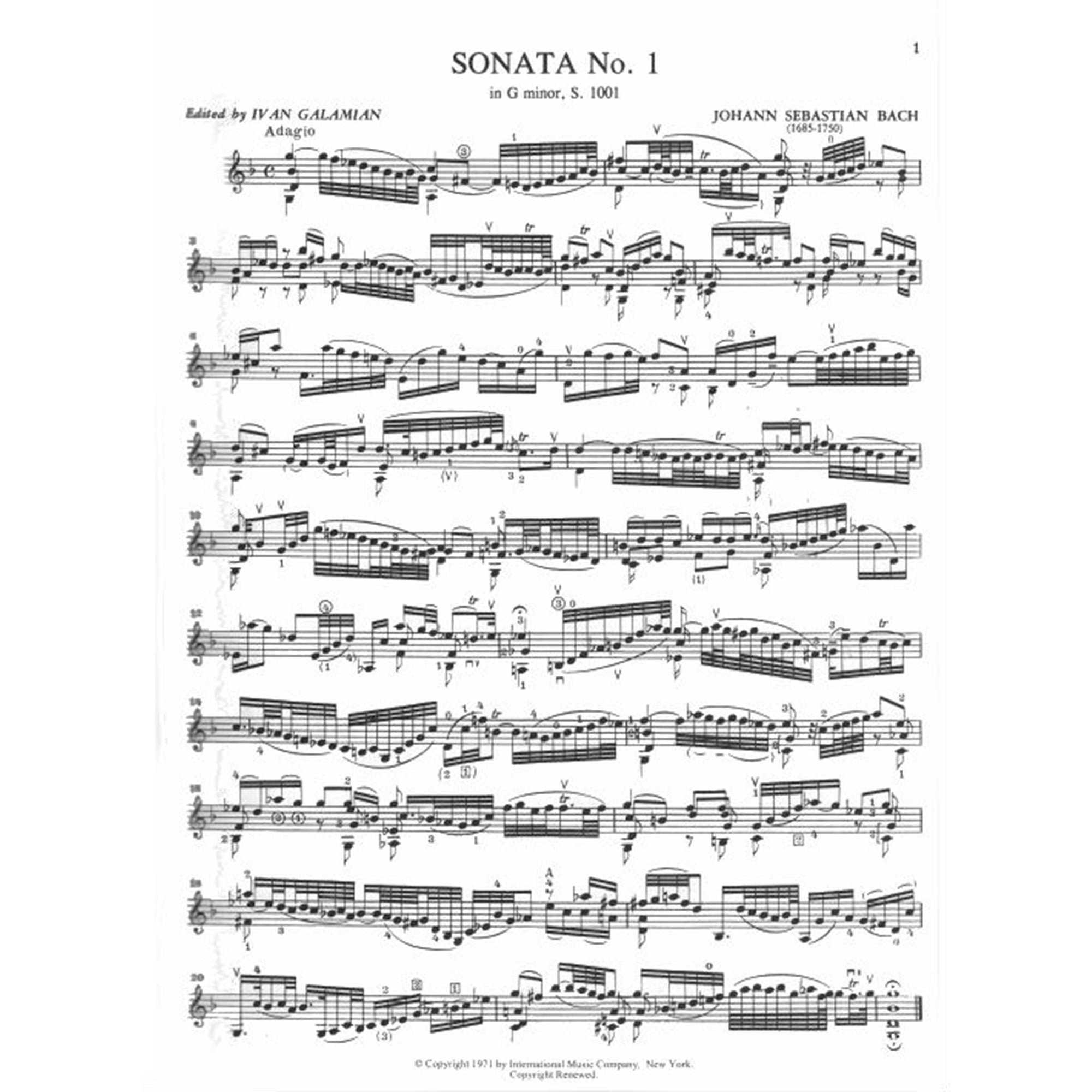 BACH, J. S. - 6 Sonatas & Partitas for Violin Solo, S. 1001-1006, edited by Ivan Galamian